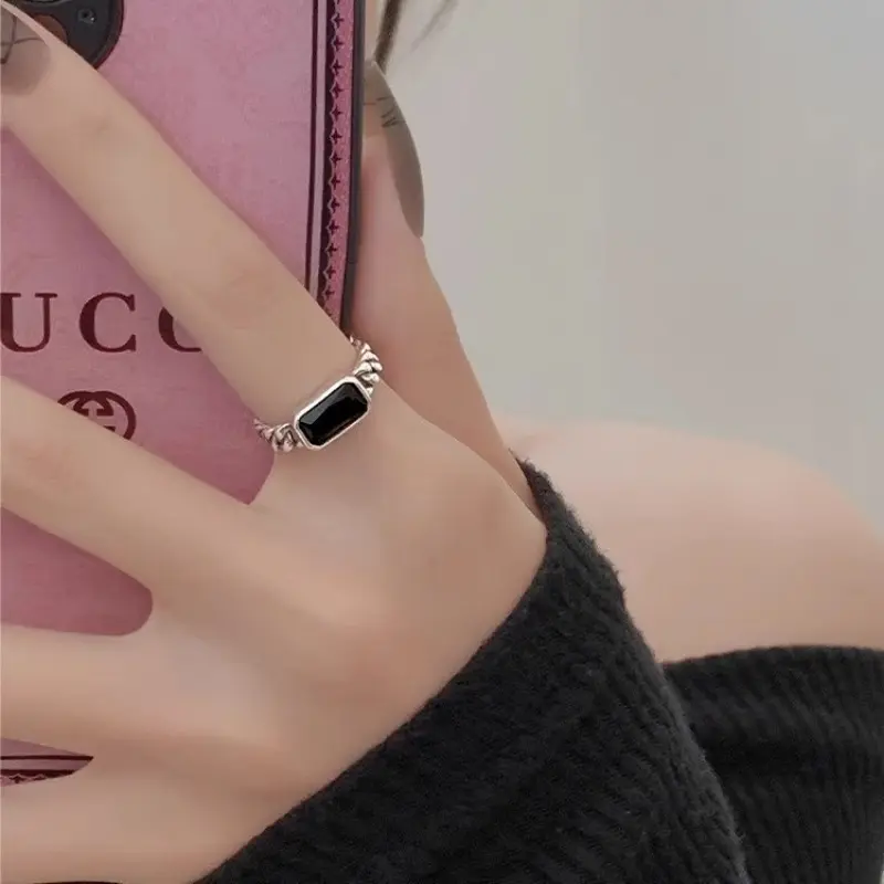 Trendy Business Style Onyx Ring Light Luxury High Quality Rings for women Party Wedding Jewelry