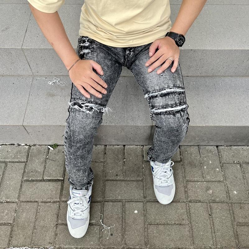 Product Introduction of Celana jeans denim pria motif sobek straigh slim ripped Stretch Panjang Fit Slimfit Skinny 2