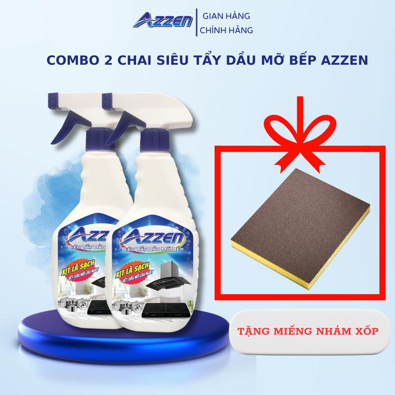  Combo 2 Chai Tẩy Dầu Mỡ Azzen Giúp Làm Sạch Dầu Mỡ Trên Lưới Hút Mùi Nồi Tường Bếp Gas,Lò Vi Sóng... 