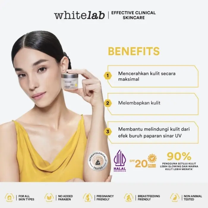 Whitelab Brightening Day Cream - Pelembap Krim Pagi Pencerah Wajah Untuk Kulit Kering Dengan Niacinamide, Hyaluronic & Collagen serum 2