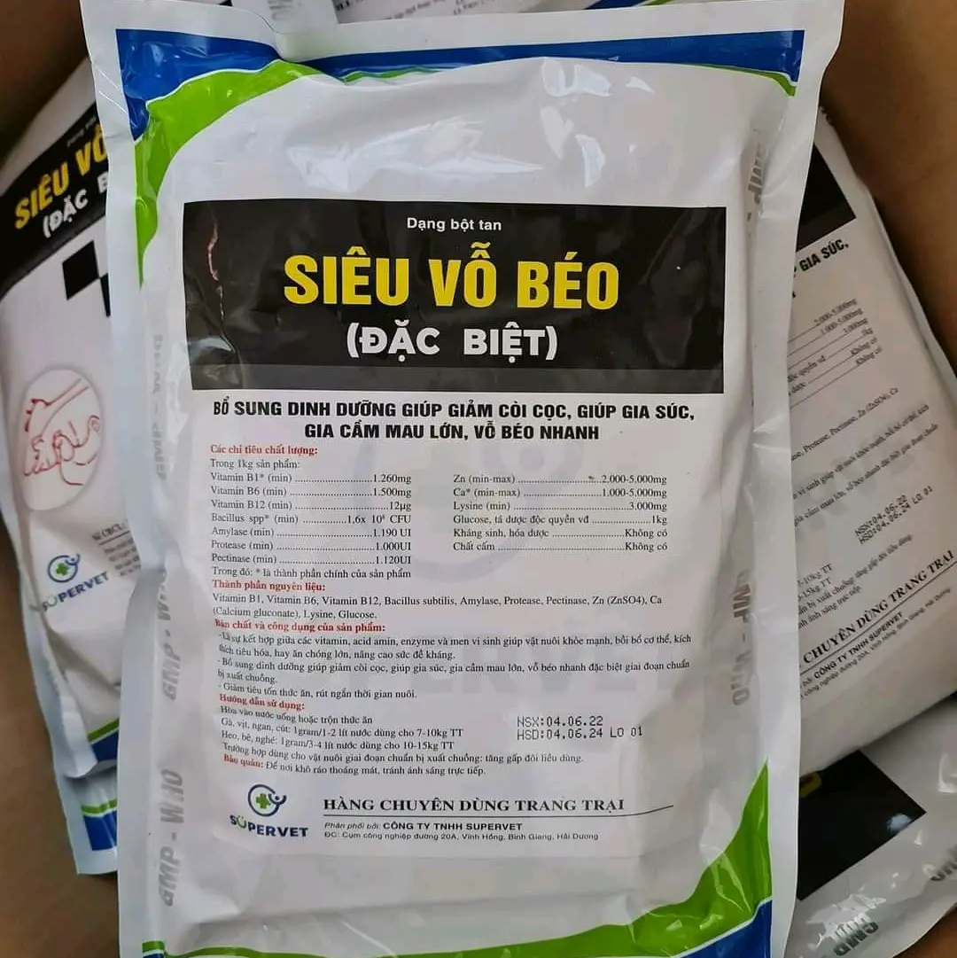 1KG VỖ BÉO LOẠI ĐẶC BIỆT CHO VẬT NUÔI LỚN NHANH