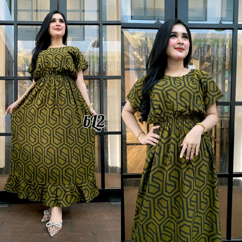 DASTER/DRESS MANOHARA Katun Busui Dress Lembut Rayon Rempel Tebal Kancing resleting 4