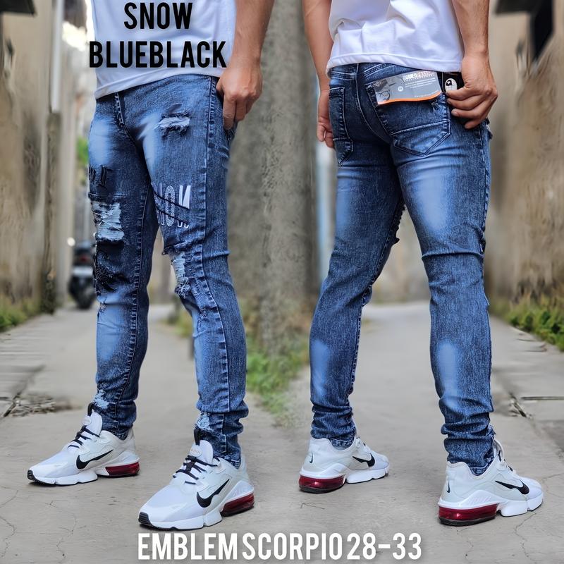 LAZ - Celana Jeans Panjang Pria Dewasa Softjeans Bordir Sobek Pensil Ripped Skinny Melar Slim Fit Stretch Cowok Hitam Distro 2