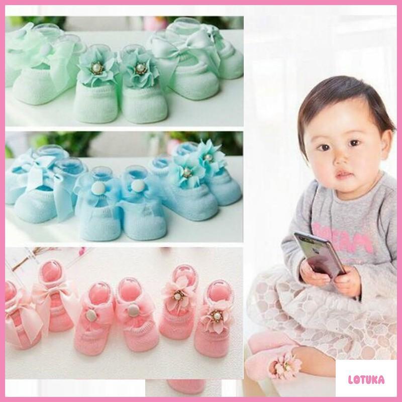 Tất chân giả giày len cho bé sơ sinh kiểu dáng nơ dễ thương Sandal