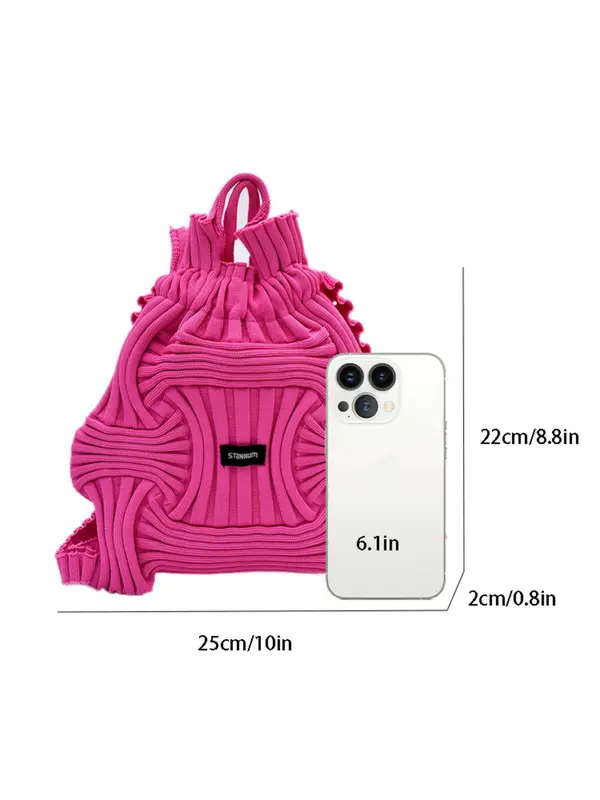 Women's Solid Color Wrinkled Textured Backpack, Fashionable Elastic Backpack for Daily Used, Casual Trendy Versatile High-quality Daily Commuting Bag Travel Backpack, Backpacks for Women, Designer Bags for Cheap 5