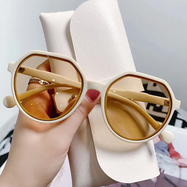 New Brown Sunglasses Ins Style Women Korean Version Trendy Internet Celebrity Retro Small Frame White Sunglasses No Makeup Sunglasses