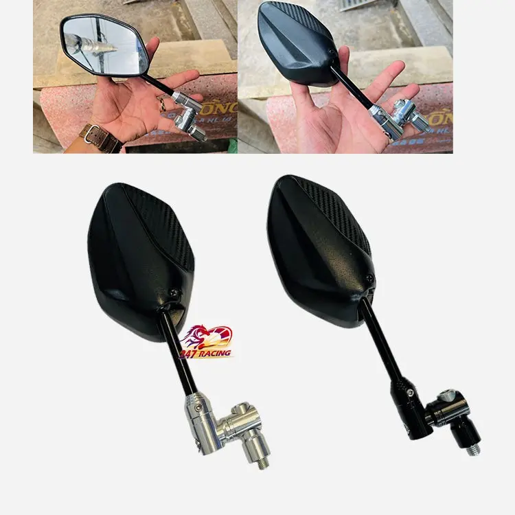 Chân Xoay Kính Gương zin CNC 360 và kính AB Winner vân Carbon gắn nhiều loại xe máy hàng chất lượng tốt....