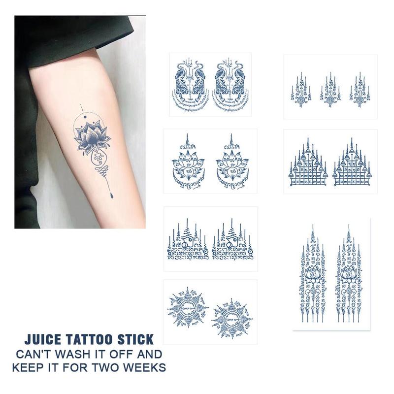Product Introduction of SemiPermanent Thailand Tattoo Waterproof Spike Juice Herbal Stickers with Star Scripture Buddha B1Z5 25