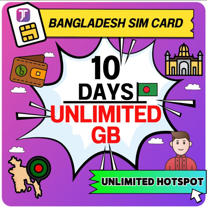 J Travel 【 Bangladesh SIM Card 】UNLIMITED HOTSPOT Bangladesh Travel ...