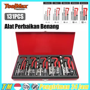 131PCS Alat Perbaikan Ulir Otomotif Recoil Helicoil Thread Repair Set M5 M6 M8 M10 M12 Tap Bor Handle Insert Busi Motor Ulir Alat Perbaikan Blok Mesin