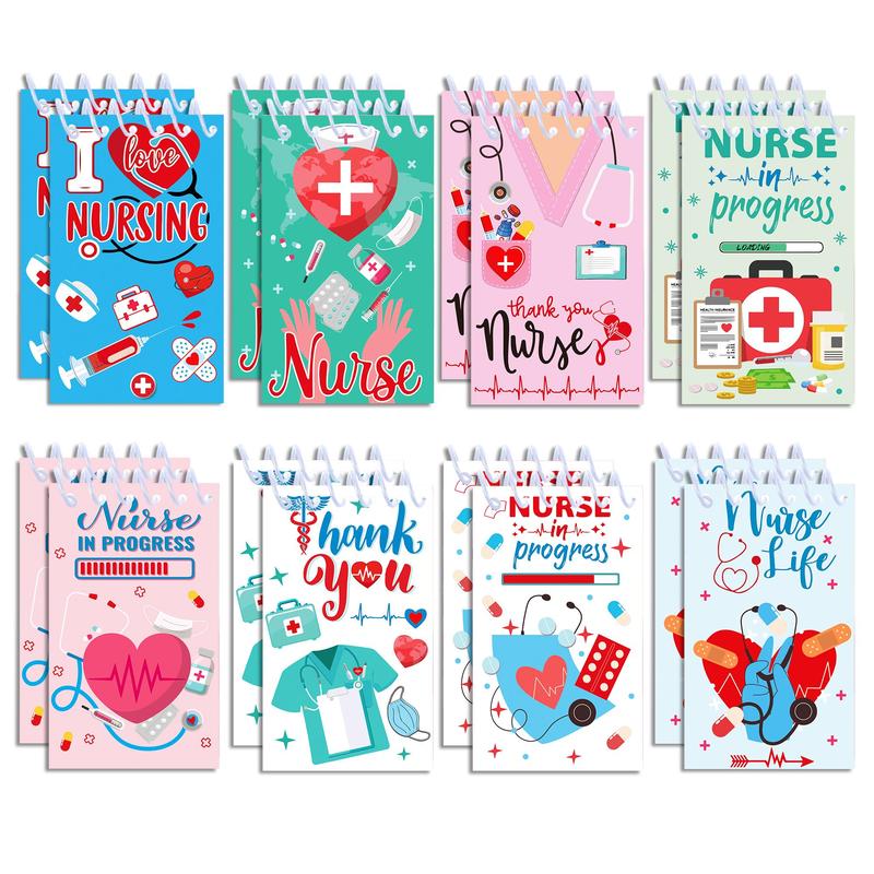Product Introduction of Nurse Themed Mini Notepad, 24pcs/set Thank You Nurses Spiral Memo Pad, Pocket Notebook for Office Nursing Party Supplies 4