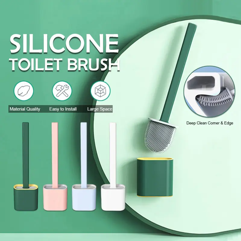 【SG Ready Stock】Bathroom Wall-Mounted Silicone Toilet Brush With Holder Nordic Style Bathroom Washing Toilet Cleaning Tools Wall-hung Silicone Soft Hair Drain Toilet Brush CNY Gift Present