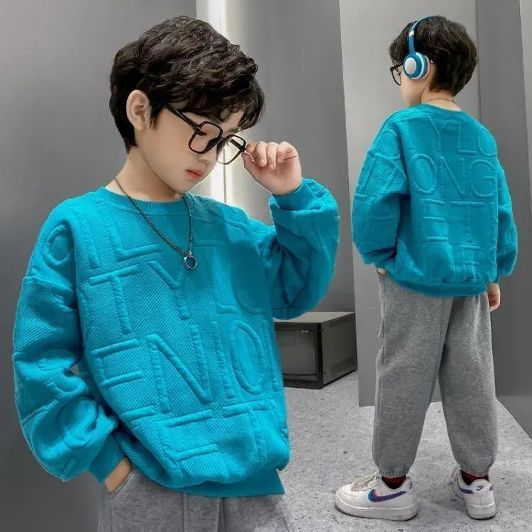 Áo Hoodie Cho Bé Trai, Bộ Sưu Tập Mùa Xuân Và Mùa Thu, Dành Cho Trẻ Em Trung Bình Và Lớn, Hàng Mới Về 2022, Thời Trang Jacquard, Áo Thun Dài Tay, Làm Bằng Bông, Áo Khoác Áo Lớp Nền Cho Trẻ Em