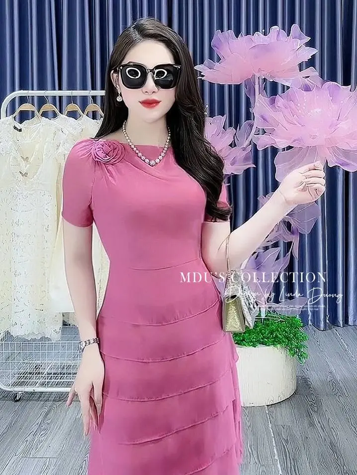 [MIỄN SHIP] MDU4162 Váy Tơ Óng Hàn 2 lớp - Cảm Hứng Mới Dành Cho Nữ Women Dress Màu Hồng