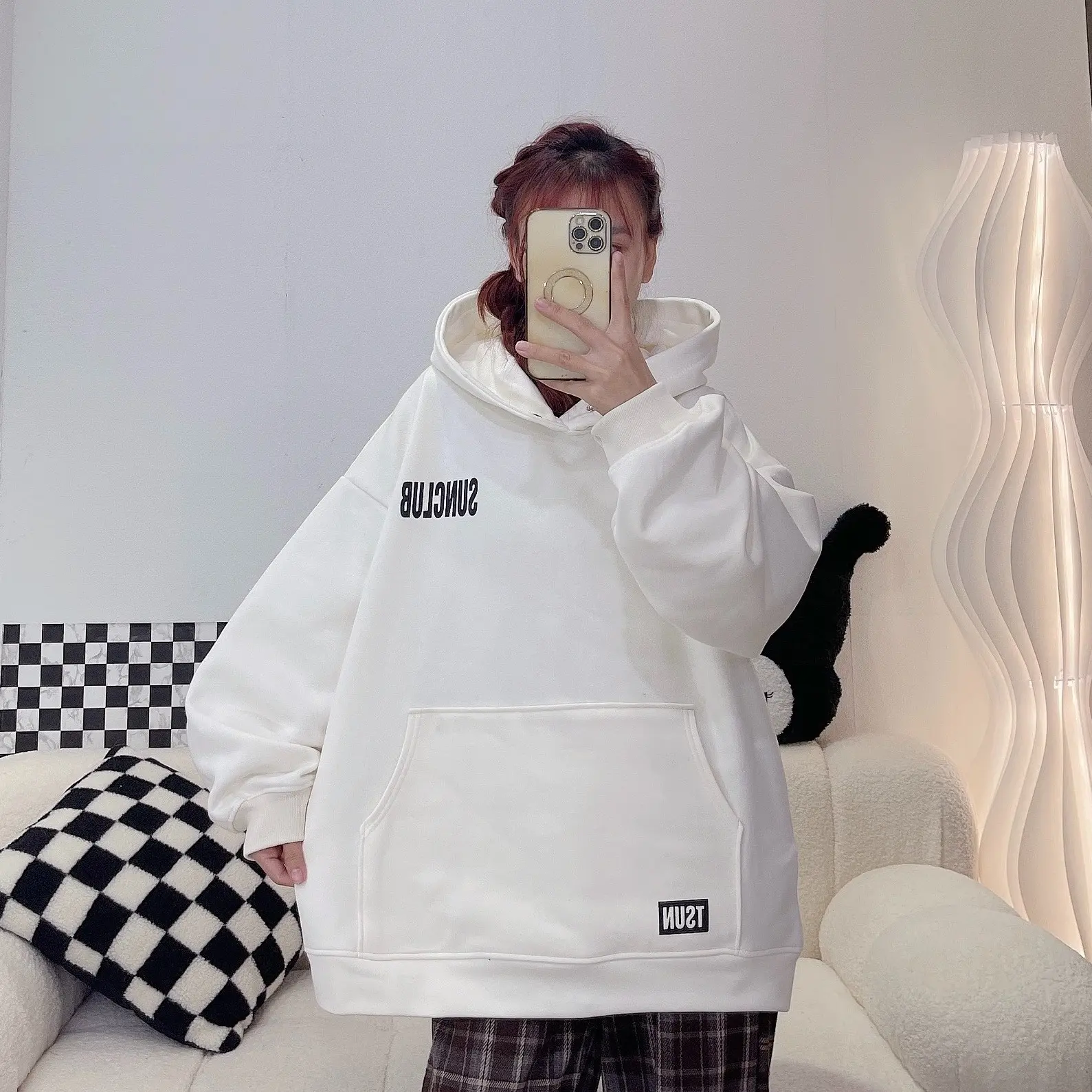 ÁO NỈ HOODIE CHỮ TRẮNG FULL SUN CLUB Menswear Dài Tay Menswear  ( ẢNH CHỤP THẬT ) Top