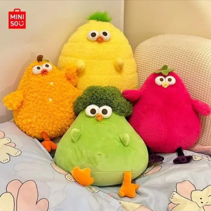 MINISO Dundun Chicken Series 8 inch Vegetable Chicken Plush Toy - Orange Chicken - Boneka Ayam Dundun Menggemaskan - Mainan Anak Dan Dewasa - Cauliflower 3