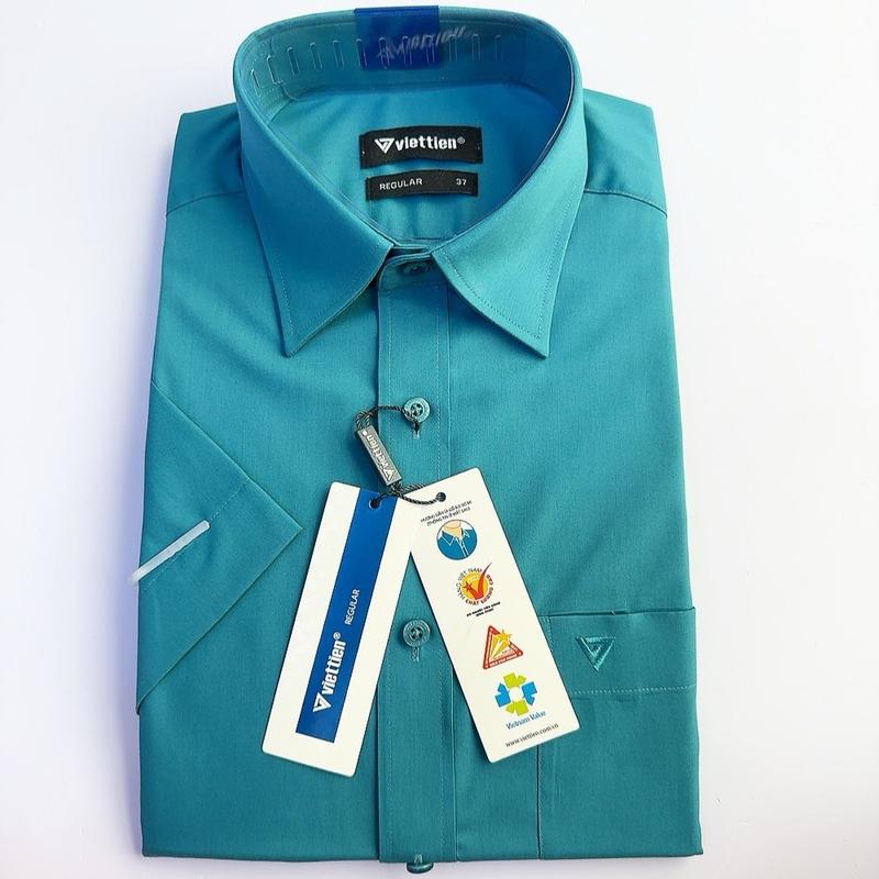 Áo sơ mi nam ngắn tay màu trơn nhiều màu vạt bầu việt tiến phom regular