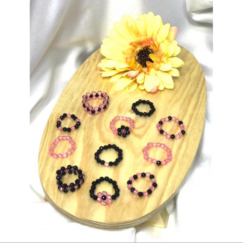CINCIN MANIK-MANIK GROSIR 100 pcs / CINCIN BLACK PINK / CINCIN BEADS GROSIR / CINCIN HARGA GROSIR 5