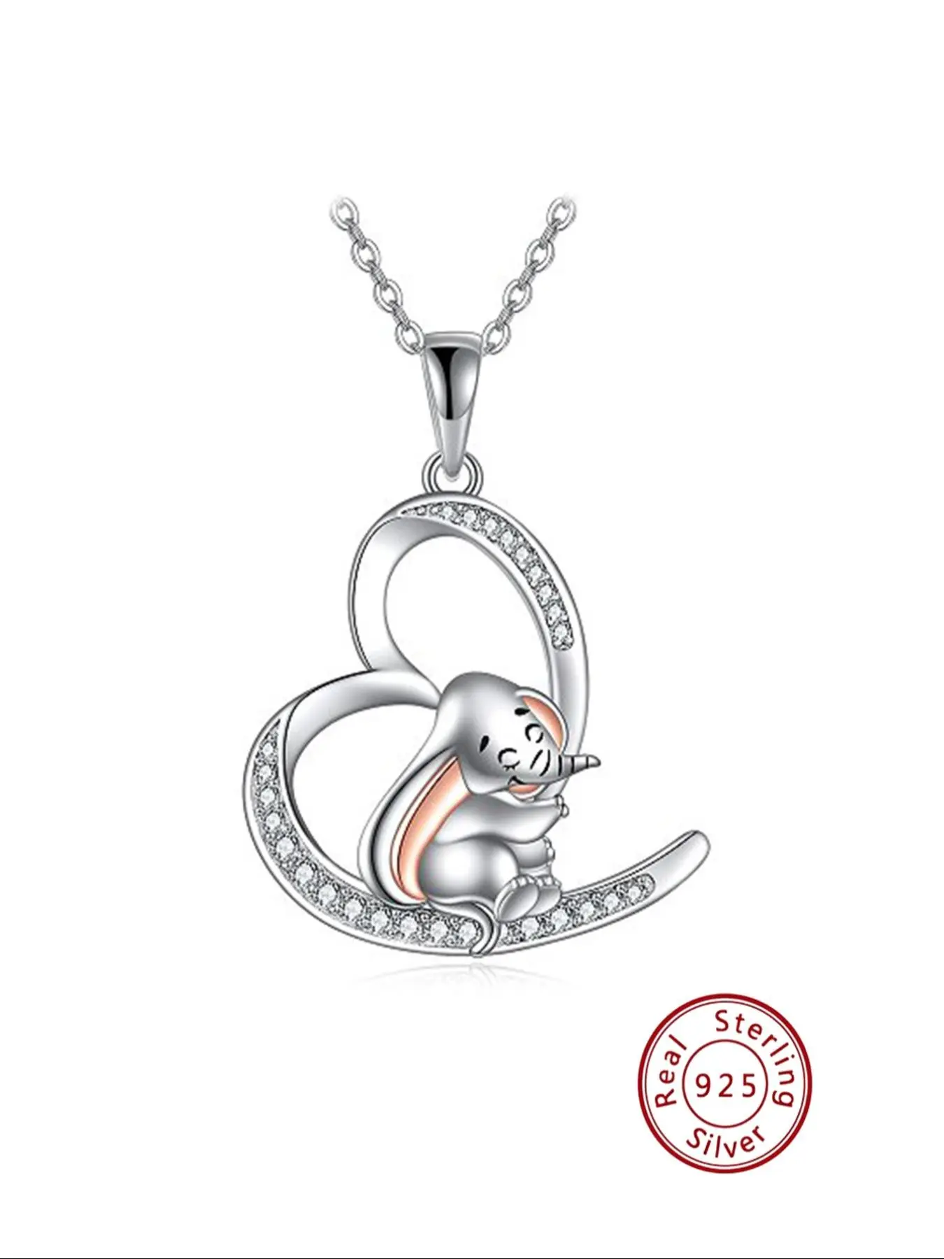 925 Sterling Silver Cute Elephant Design Pendant Necklace for Women & Girls, Fashion Jewelry for Party, Trendy All-match Jewelry for Birthday Gift