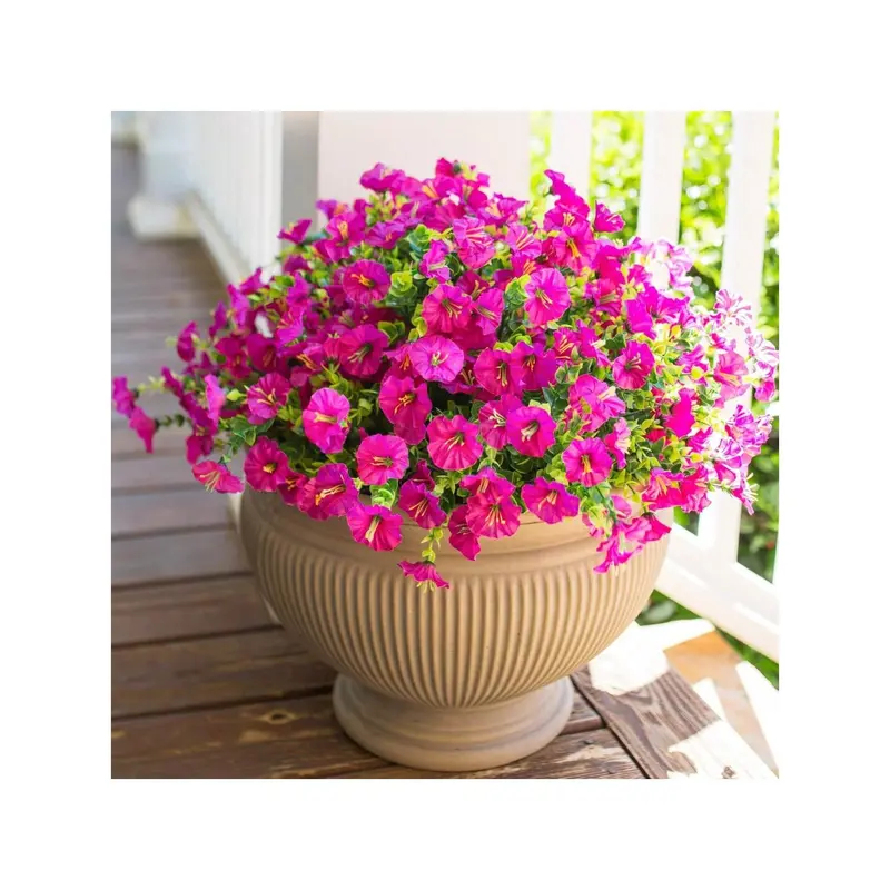 Artificial outdoor flowers and plants for spring and summer decoration, outdoor silk morning glory artificial flowers, UV resistant appearance, front door courtyard porch courtyard window balcony gifts, garden decoration, outdoor plants  Multicolor 8