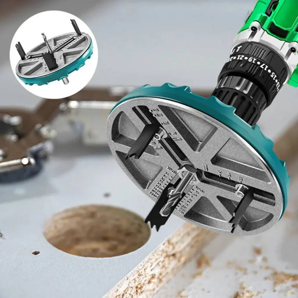 beyhagnw- Cork Board Saw Adjustable Woodworking Hole Opener Tool 3-teeth 45-130mm Safe  Wide Application 1/2pcs Round Hole Saw