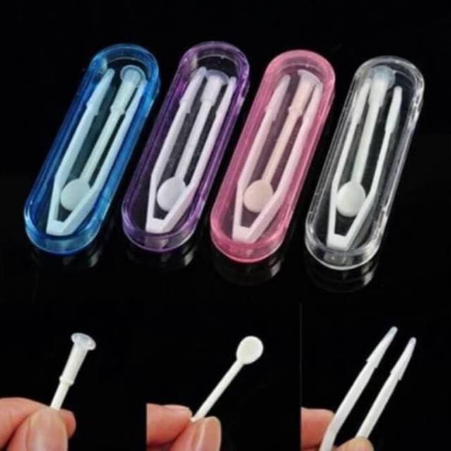 (GROSIR TERMURAH) PENJEPIT SOFTLENS & KOTAK SOFTLENS / Jepitan Softlens / Penjepit Soflen / Spatula Softlens / Alat Pasang Softlens / ACCCOOL 0