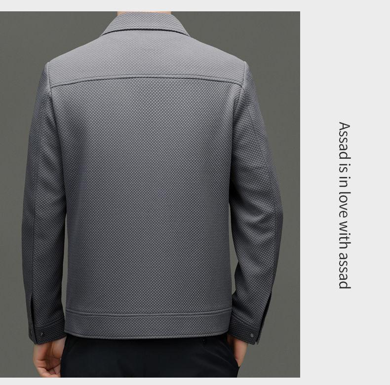 Product Introduction of Spring 2024 Men's Knitted Elastic-Force Jacket Lapel Overalls Korean Style Slim-Fitting Jacket Fashion All-Matching Closed 26