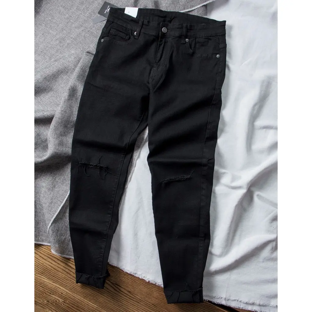 Quần jean nam rách gối co giãn slimfit màu xanh- R01 Pants Menswear