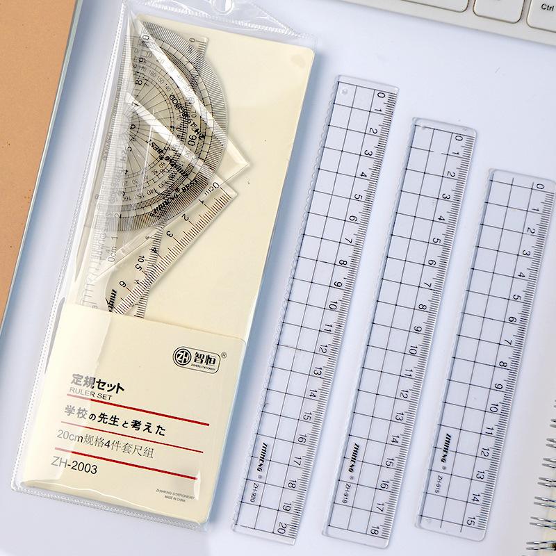 15/18/20cm Plastic Transparent Ruler Protractor Triangle Ruler - TikTok ...