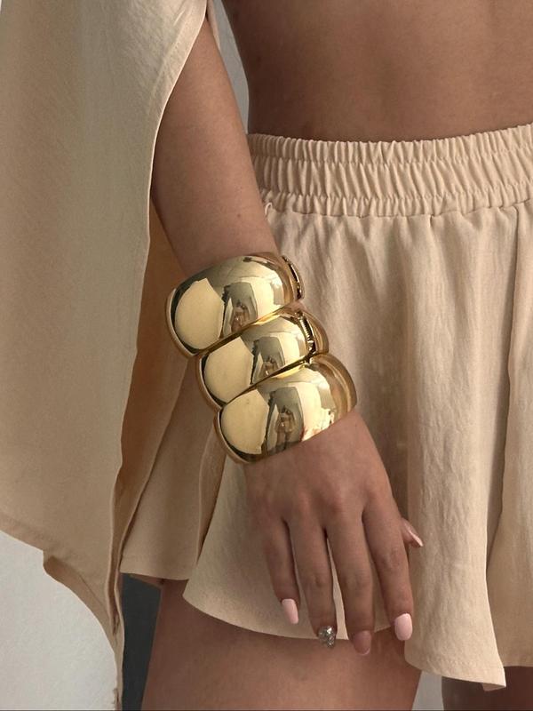 Irregular Round Shaped Cuff Bangle, Fashionable Jewelry for Women for Party, Daily Clothing Decor, Trendy All-match & Exquisite Jewelry for Birthday Gift 4