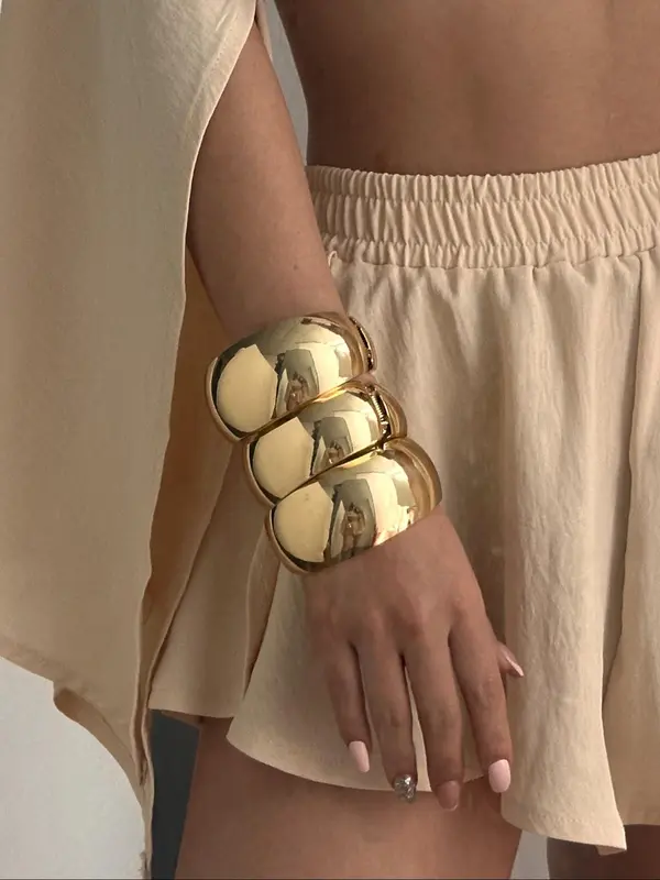 Irregular Round Shaped Cuff Bangle, Fashionable Jewelry for Women for Party, Daily Clothing Decor, Trendy All-match & Exquisite Jewelry for Birthday Gift 4