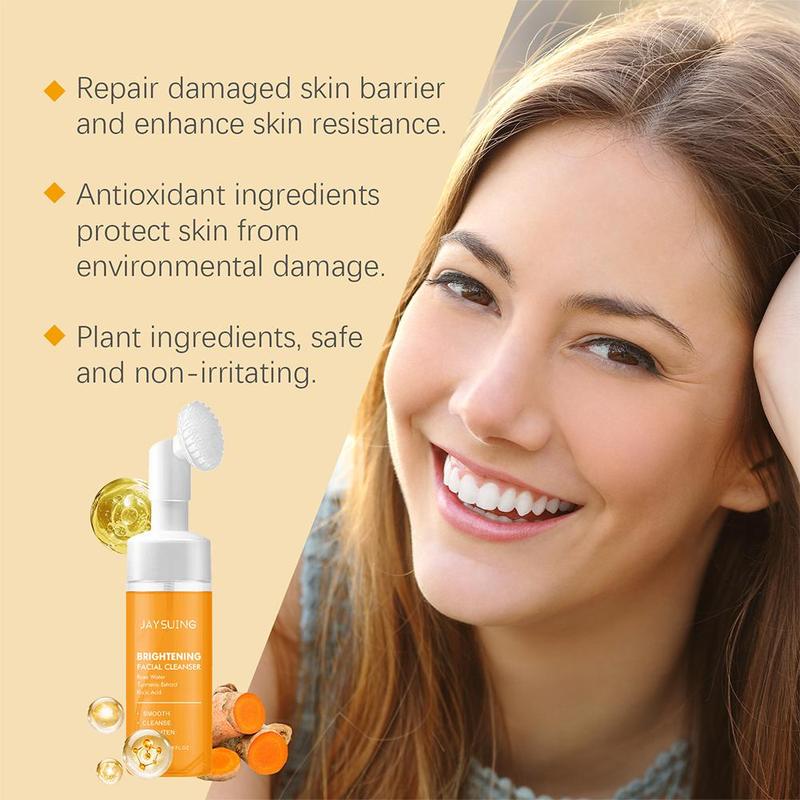 Product Introduction of Turmeric Cleansing Foam Kojic Acid Cleanser  Oil Control Blackhead Remover  Moisturizing Face Wash Mousse 22
