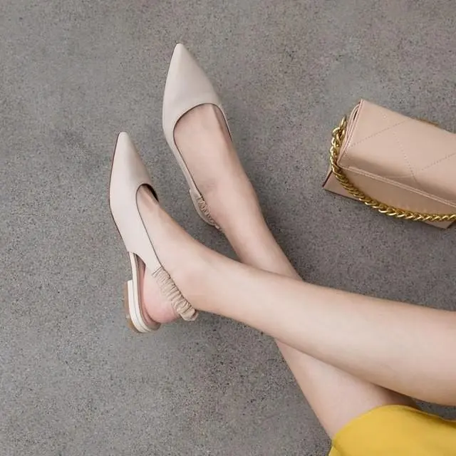 Sepatu Sandal Wanita Bertali Karet Meng kerut Tingi Hak 3 Senti