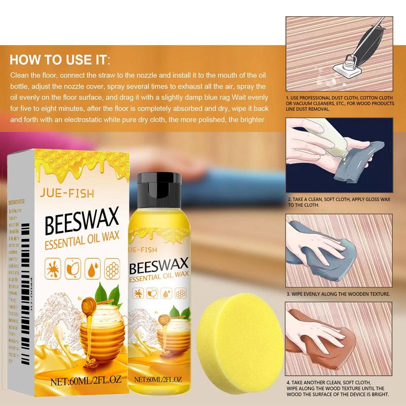 Product Introduction of Beeswax Wood Furniture Polish Wax with Sponge, 1/2 Counts Home Furniture & Floor Polishing Wax, Household Cleaning Supplies for Home Kitchen Bathroom 7