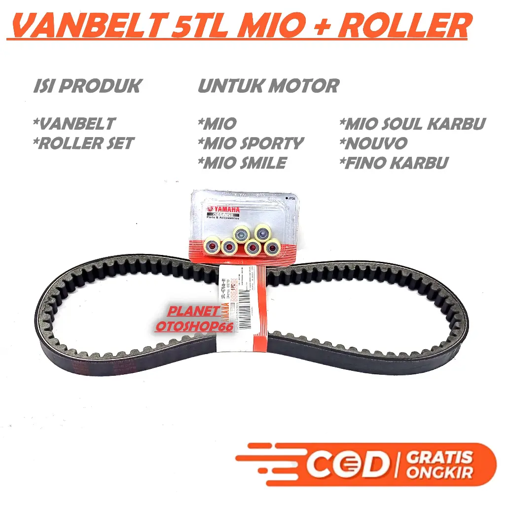 VANBELT SET MIO / MIO SPORTY / MIO SMILE / MIO SOUL KARBU / NOUVO / FINO KARBU VANBEL + ROLLER MIO J/ V BELT PANBELT / PANBEL / PENBEL / PENBELT