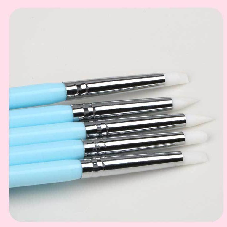 5Pc Silicone Nail Art Dotting Pen Rhinestone Aplicator Dual Heads Acrylic Handle Manicure Emboss Carving Polish Sculpture Tool 8