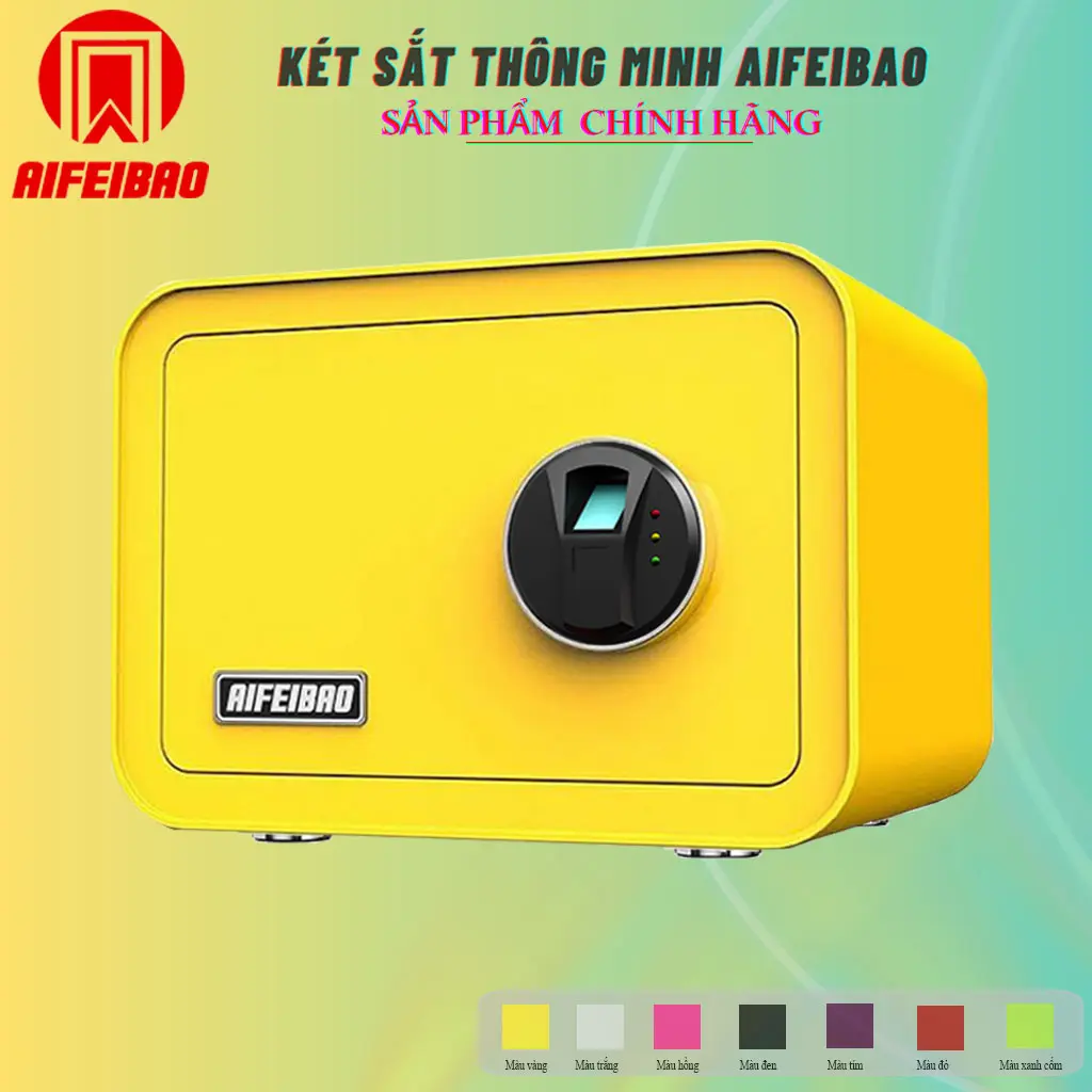 Két sắt thông minh Aifeibao HK-M/D-25-QCZ màu vàng | Két sắt vân tay tiện lợi tủ  đầu giường