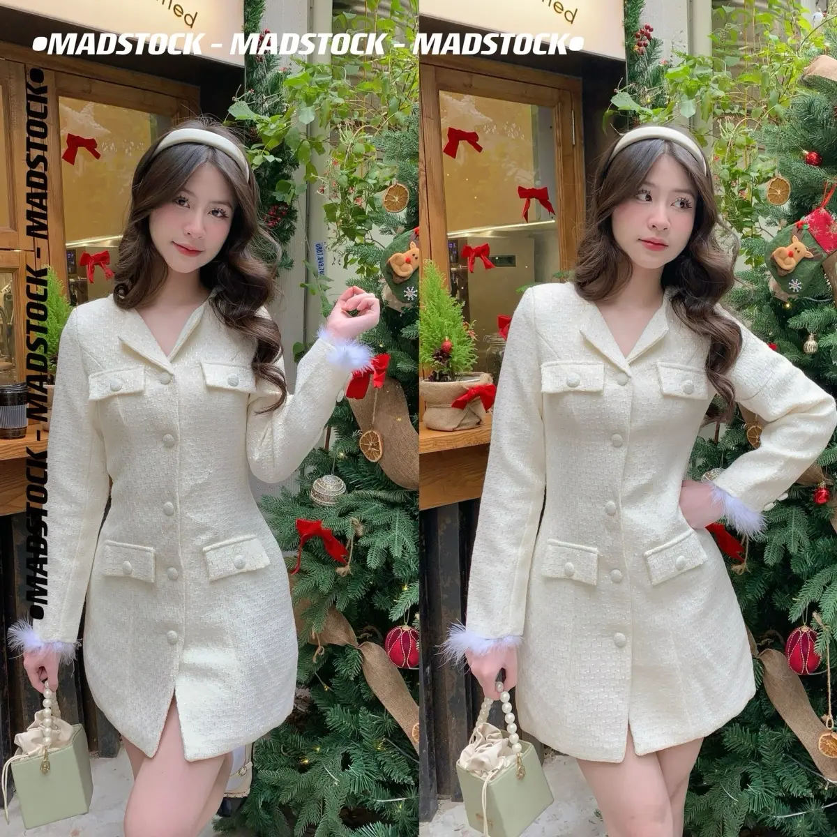 Váy dạ tiểu thư cúc bọc * Famou Dress * lấp lánh dài tay