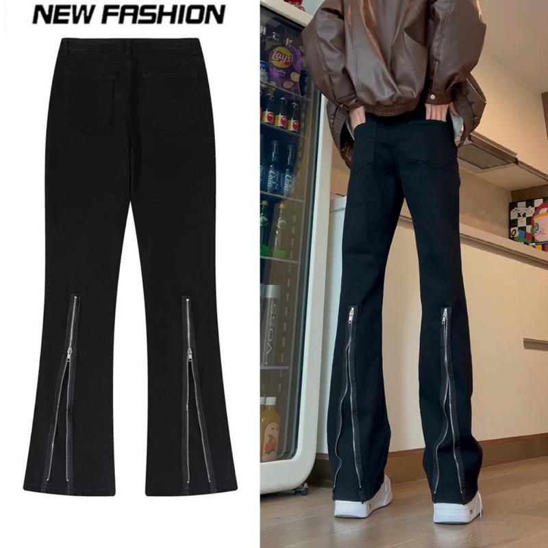 Quần Jean Ống Loe ,Quần Bò Nam Nữ Kéo Khóa Xẻ Gót Phủ Giày Cực Chất Phong Cách Đường Phố 2024