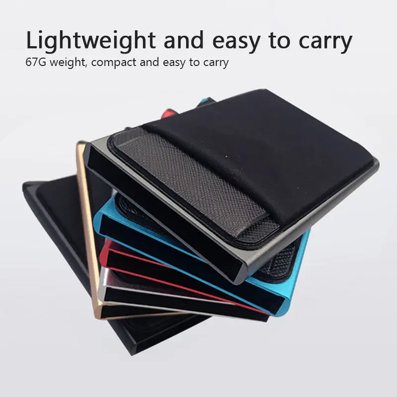 Card Holder Metal Case Smart Wallet Bank Dompet Kartu Pop Up Anti Maling RFID Blocking Hitam Id 5