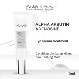 WARDAH Crystal Secret Eyes Dark Circle Corrector 10 ml - Krim Bawah Mata Untuk Mencerahkan - Dilengkapi dengan Alpha Arbutin dan Niacinamide - Menghaluskan Tekstur Kulit - Skincare