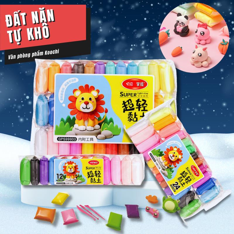 Đất sét tự khô cao cấp mềm dẻo- dễ tạo hình-không dính tay 12/24/36 Đồ Chơi Toy Nam Châm đấtsét