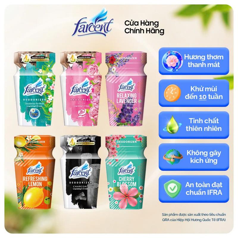 Hộp toả hương khử mùi thanh lọc không khí Farcent hương dịu nhẹ 300ml cho bếp phòng khách nhà tắm toilet tủ quần áo Dầu Thơm Phòng Nước Hoa