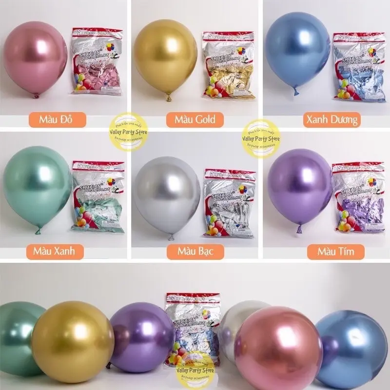Set 50 bóng siêu nhũ mạ crom trang trí sinh nhật party phòng cưới 1