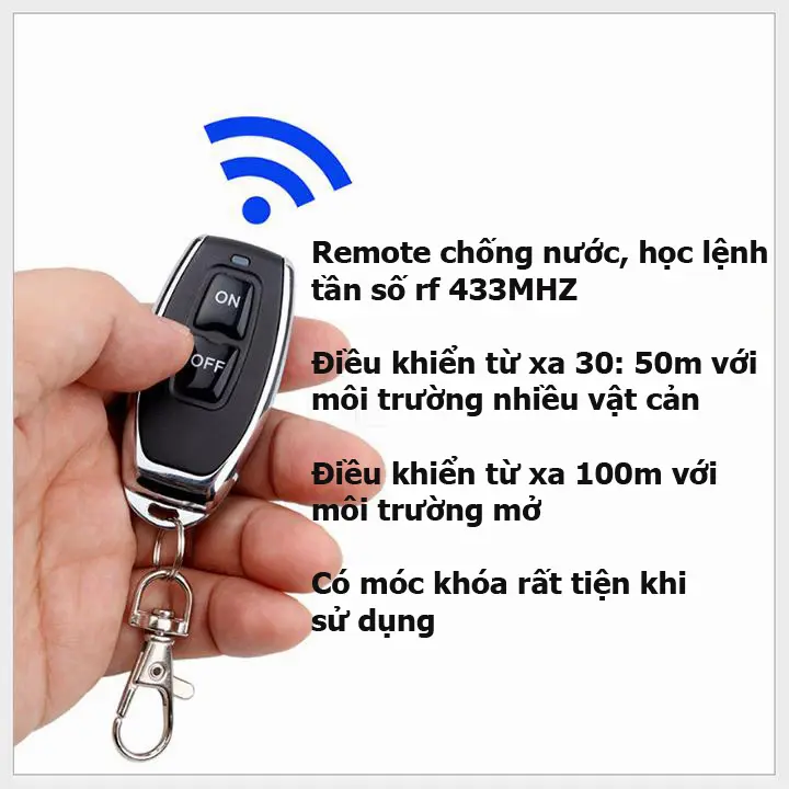 Bộ công tắc điều khiển từ xa rf 100m 30A 4000W 220V 2 tay điều khiển, điều khiển máy bơm nước 8