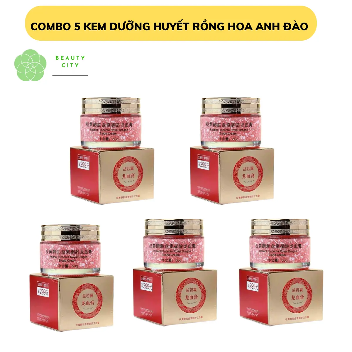 [Combo 5 Giá Sỉ] Kem Dưỡng Da Huyết Rồng Hoa Anh Đào Tre Làm Đẹp Da Skincare