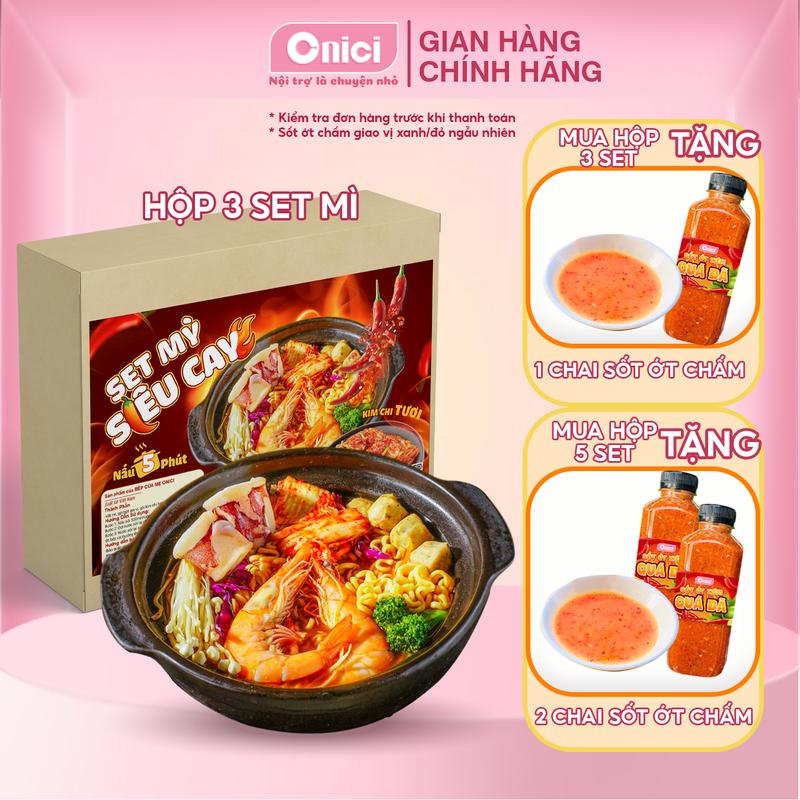 Mì Cay Kim Chi set 3 gói siêu ngon Bếp Của Mẹ ONICI - tặng kèm công thức và sốt ớt chấm quá đã