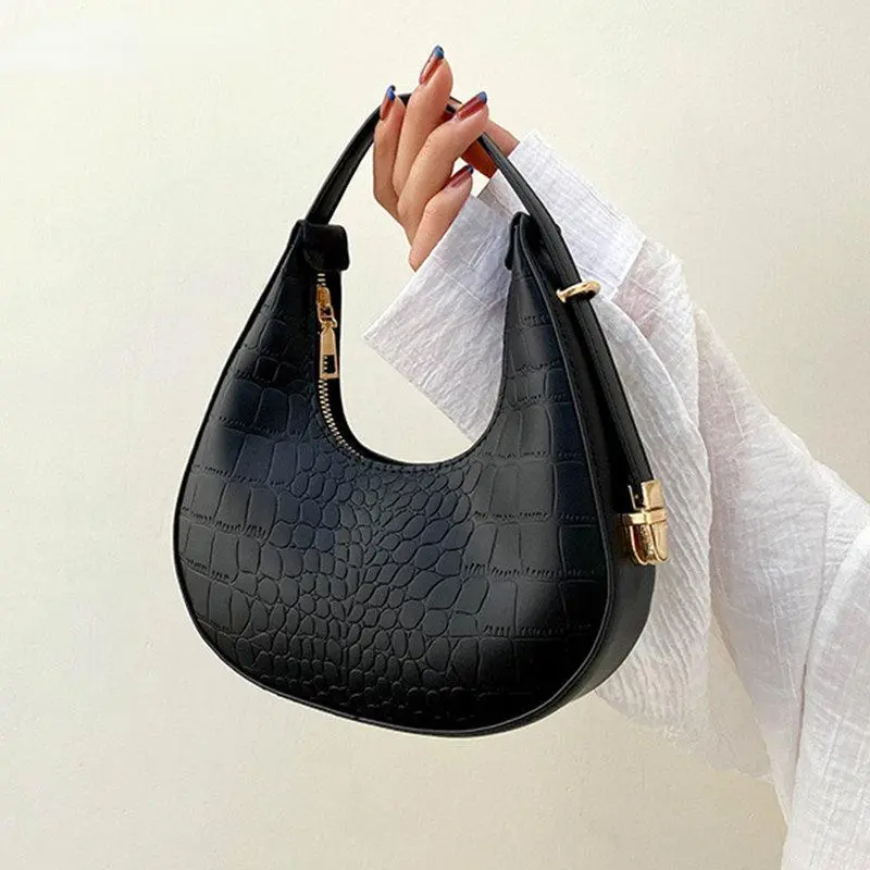Fashion Alligator Pattern Shoulder Bags for Women Small Handle Underarm Bag Clutch Luxury Pu Leather Female Handbag with Purse