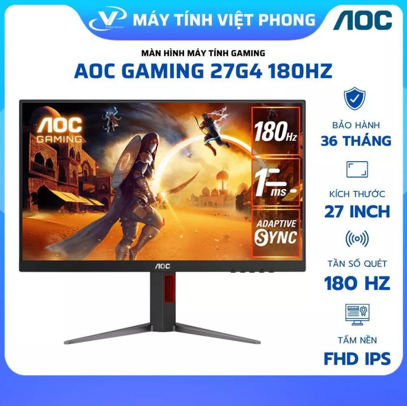 Màn hình Gaming AOC 27G4 (27 inch/FHD/Fast IPS/180Hz/1ms/HDR10) - Màn hình chơi game cao cấp