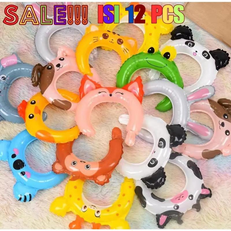 Isi 12 Pcs Balon Bando Kepala Untuk Ulang tahun Balon foil karakter Hewan Hiasan Kepala Astronot Mobil Pesawat Random balloon Plastik 0